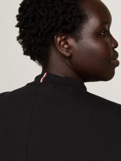 Sukienki*Tommy Hilfiger Prążkowana Sukienka Midi O Kroju A Curve BLACK