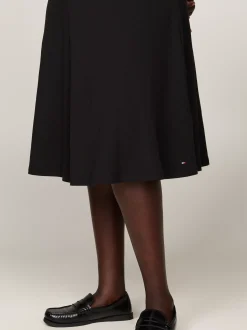Sukienki*Tommy Hilfiger Prążkowana Sukienka Midi O Kroju A Curve BLACK