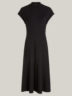 Sukienki*Tommy Hilfiger Prążkowana Sukienka Midi O Kroju A Curve BLACK
