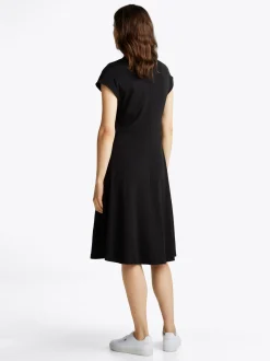 Sukienki*Tommy Hilfiger Prążkowana Sukienka Midi Z Półgolfem BLACK
