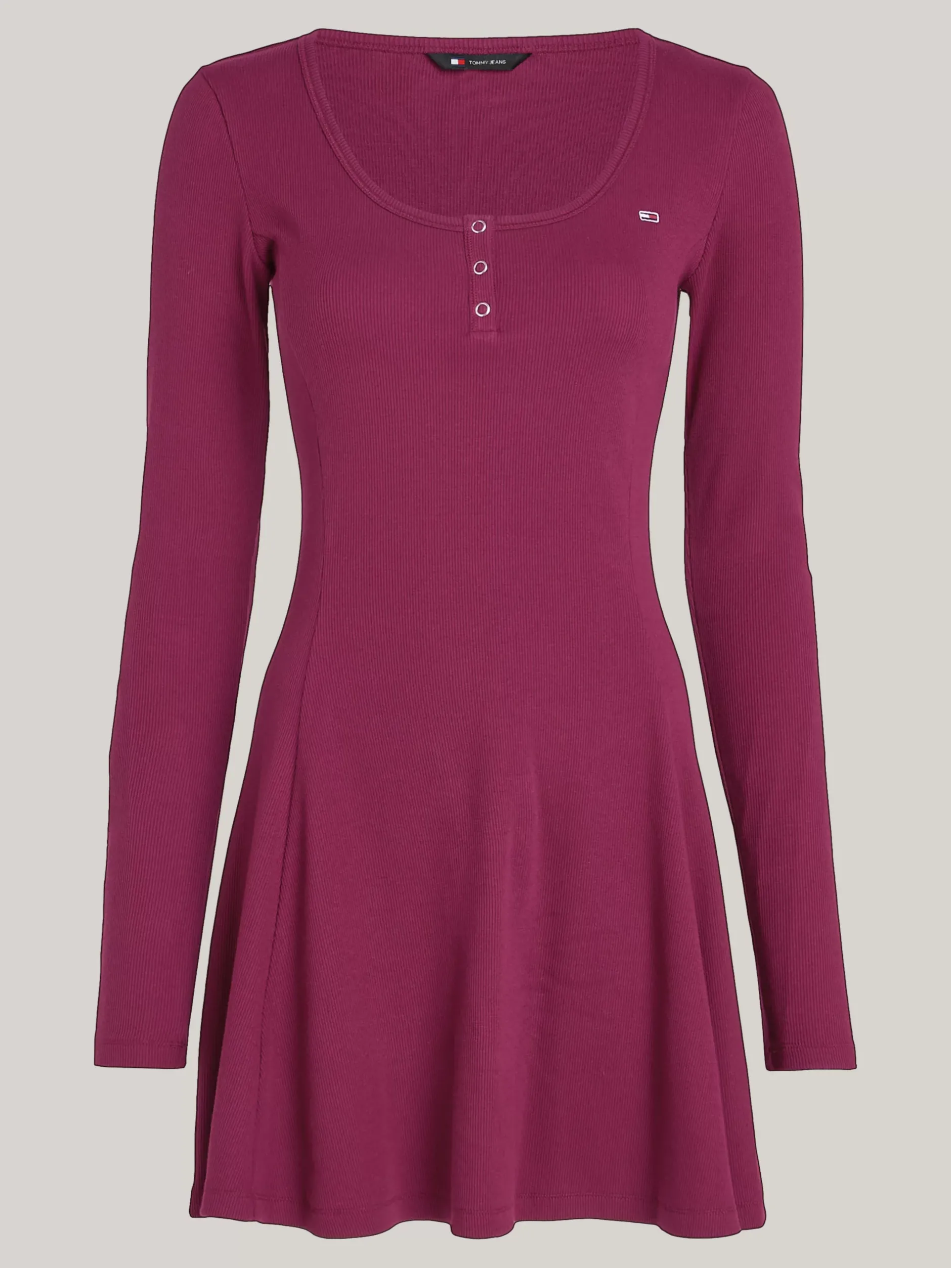 Sukienki*Tommy Hilfiger Prążkowana Sukienka Z Dekoltem Typu Henley VALLEY GRAPE