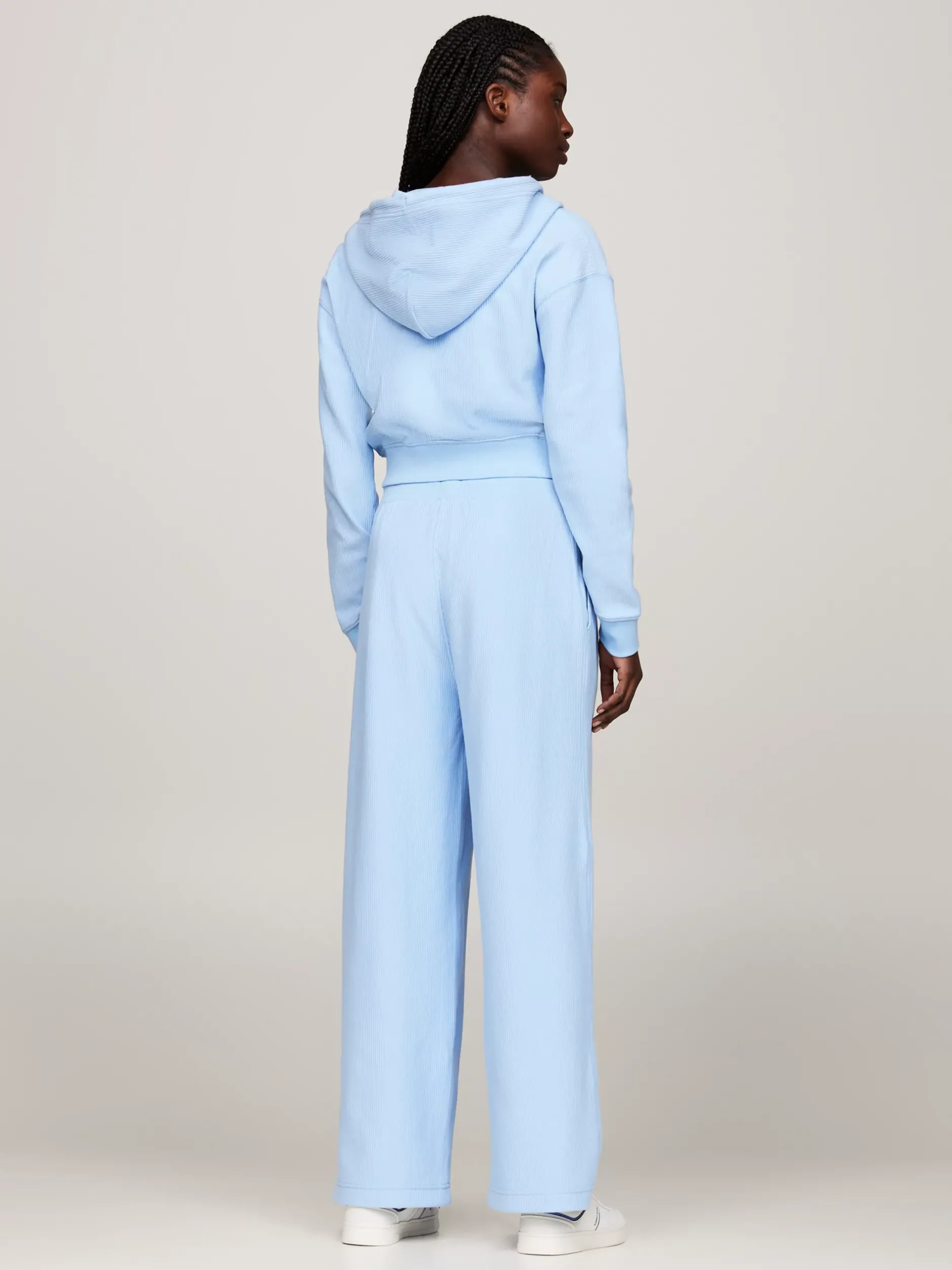 Spodnie*Tommy Hilfiger Prążkowane Joggery Z Szerokimi Nogawkami VESSEL BLUE