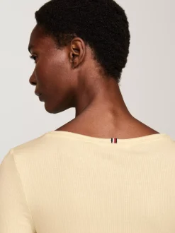 T-Shirty*Tommy Hilfiger Prążkowany Longsleeve O Wąskim Kroju COUNTRY IVORY
