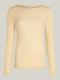T-Shirty*Tommy Hilfiger Prążkowany Longsleeve O Wąskim Kroju COUNTRY IVORY