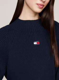Dzianina|Swetry*Tommy Hilfiger Prążkowany Sweter O Pudełkowym Kroju DARK NIGHT NAVY