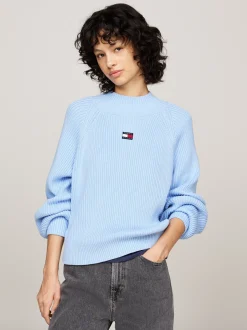 Swetry|Dzianina*Tommy Hilfiger Prążkowany Sweter O Pudełkowym Kroju VESSEL BLUE