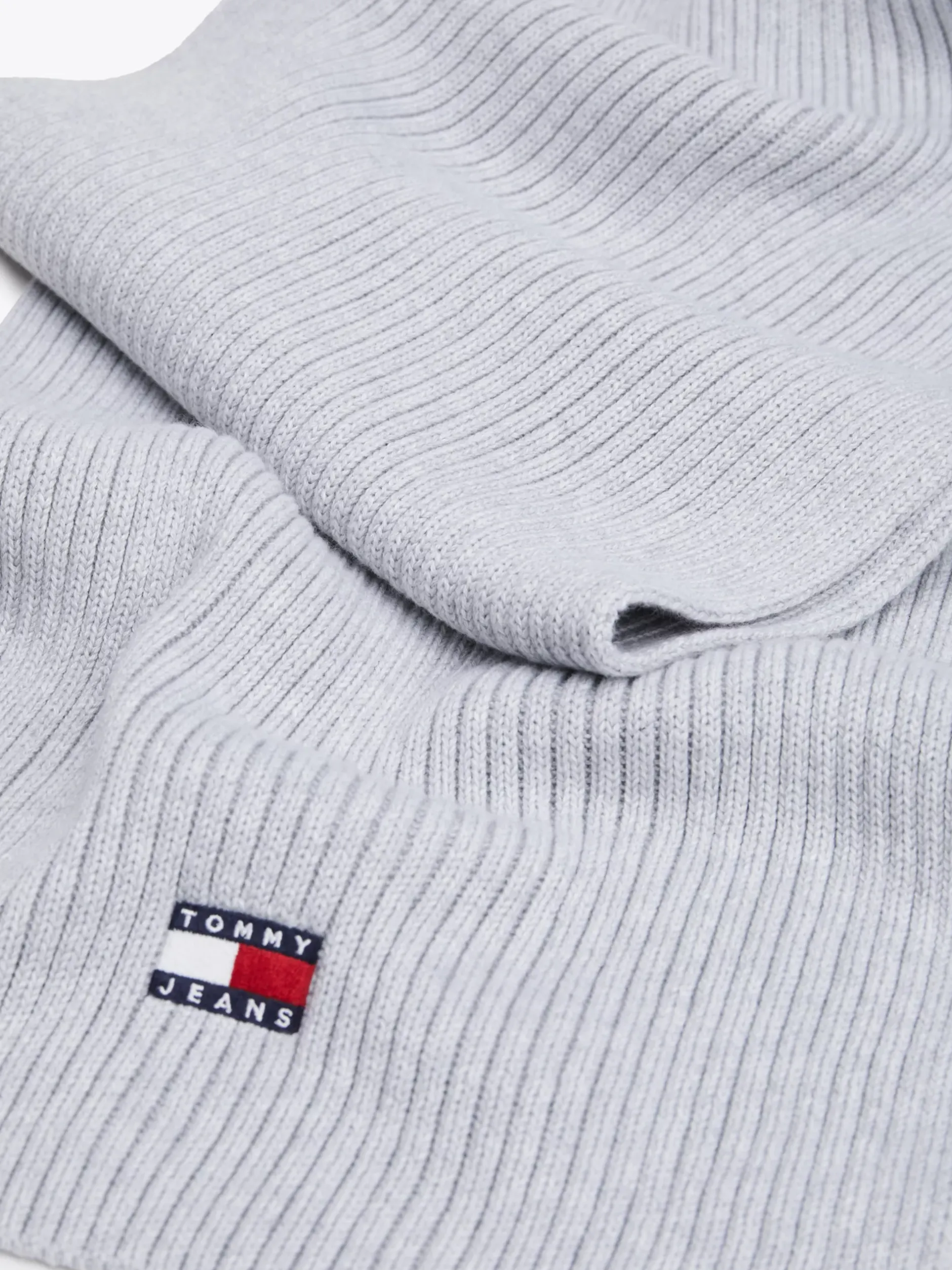 Czapki I Szaliki*Tommy Hilfiger Prążkowany Szalik Z Naszywką Heritage SILVER GREY HTR