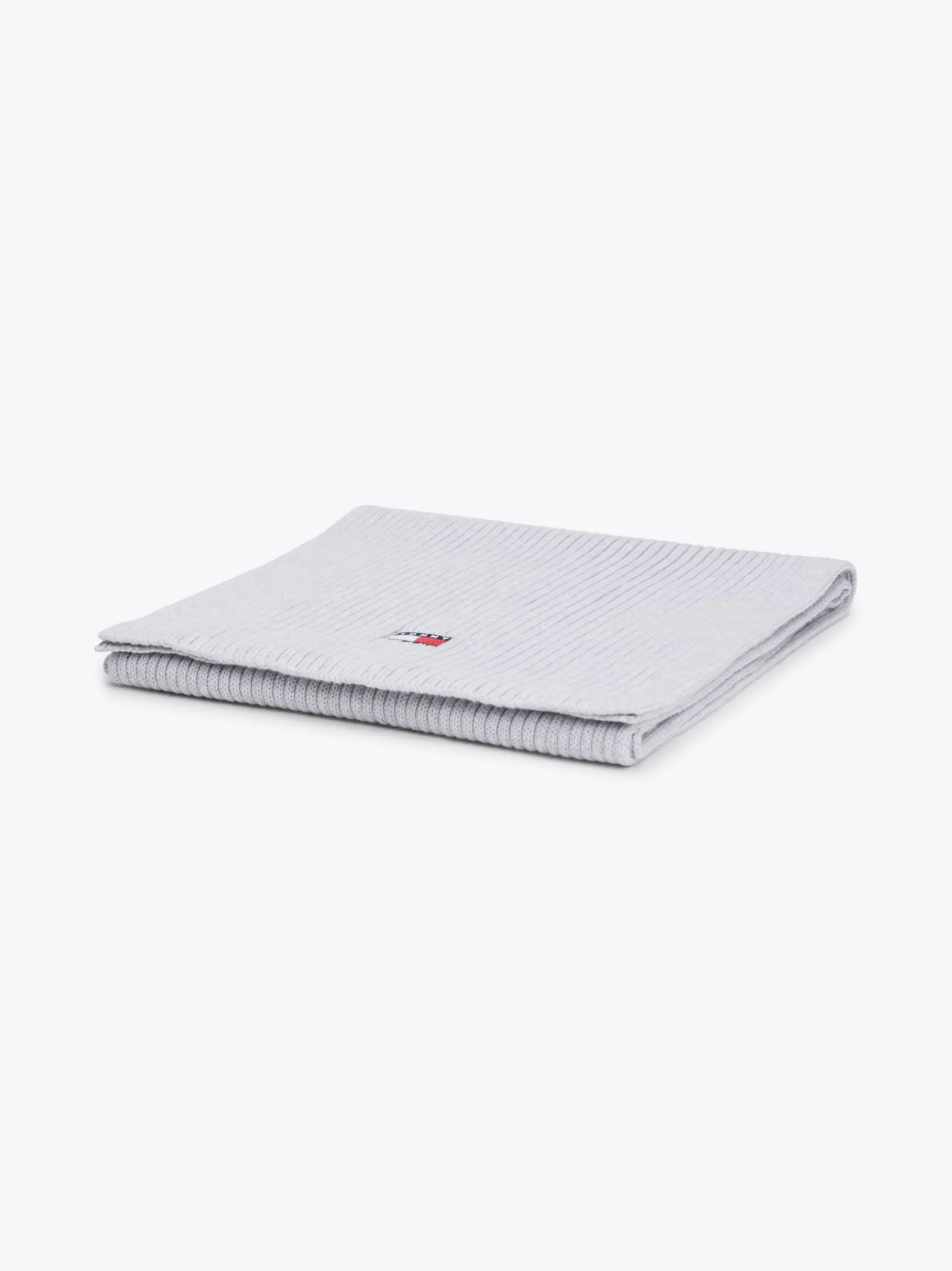 Czapki I Szaliki*Tommy Hilfiger Prążkowany Szalik Z Naszywką Heritage SILVER GREY HTR