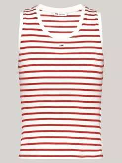 T-Shirty*Tommy Hilfiger Prążkowany Top Bez Rękawów W Bretońskie Paski REGATTA RED / MULTI