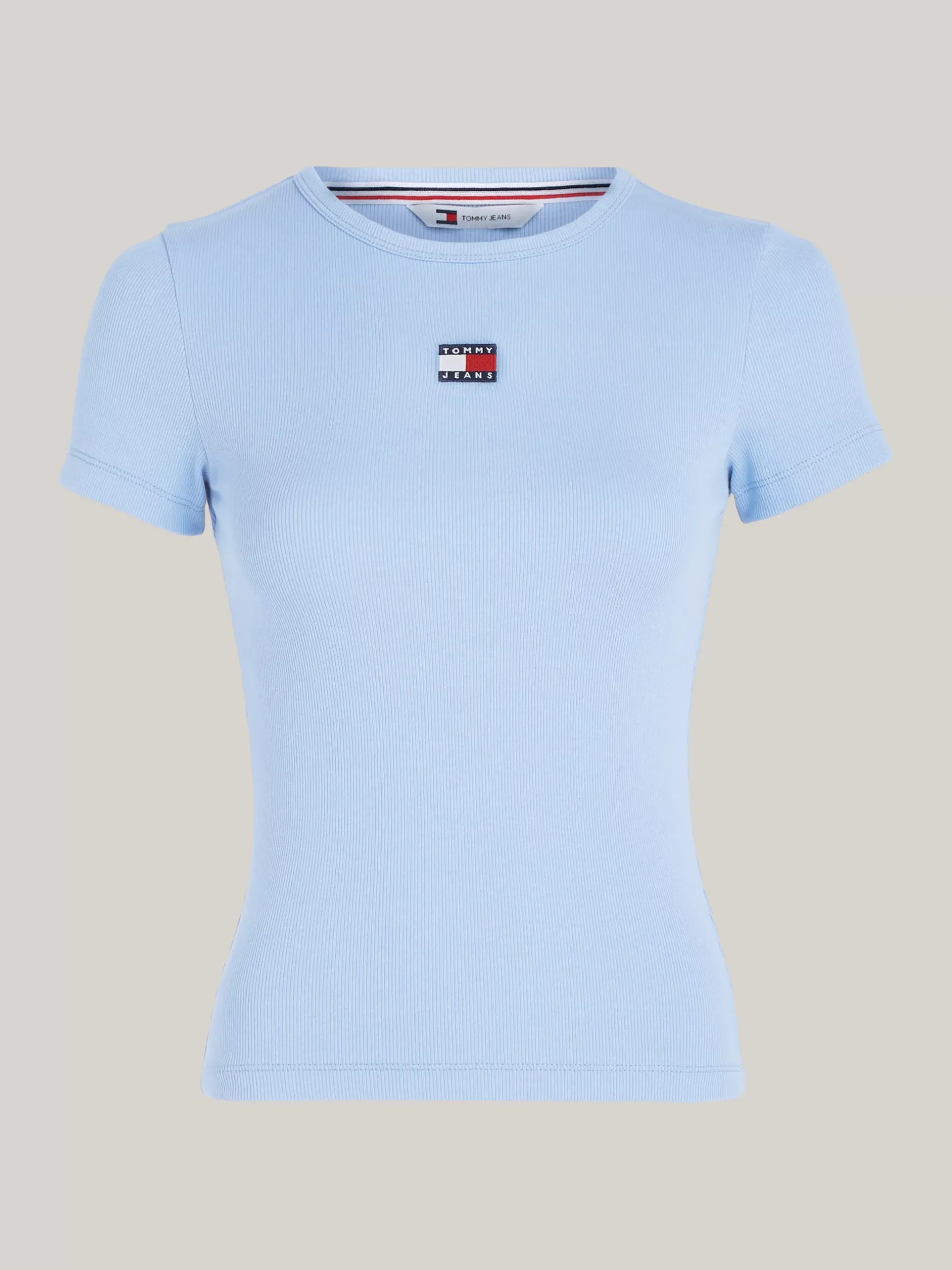 T-Shirty*Tommy Hilfiger Prążkowany T-shirt Z Naszywką Tommy WESTSIDE BLUE
