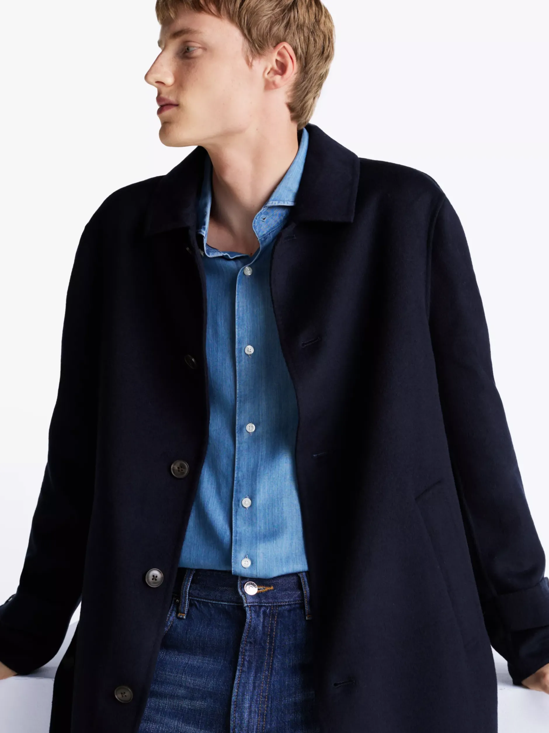 Kurtki & Płaszcze*Tommy Hilfiger Prochowiec Smart Casual O Wydłużonym Kroju DESERT SKY