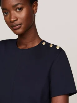 Sukienki*Tommy Hilfiger Prosta Sukienka Mini Z Guzikami Na Ramieniu DESERT SKY