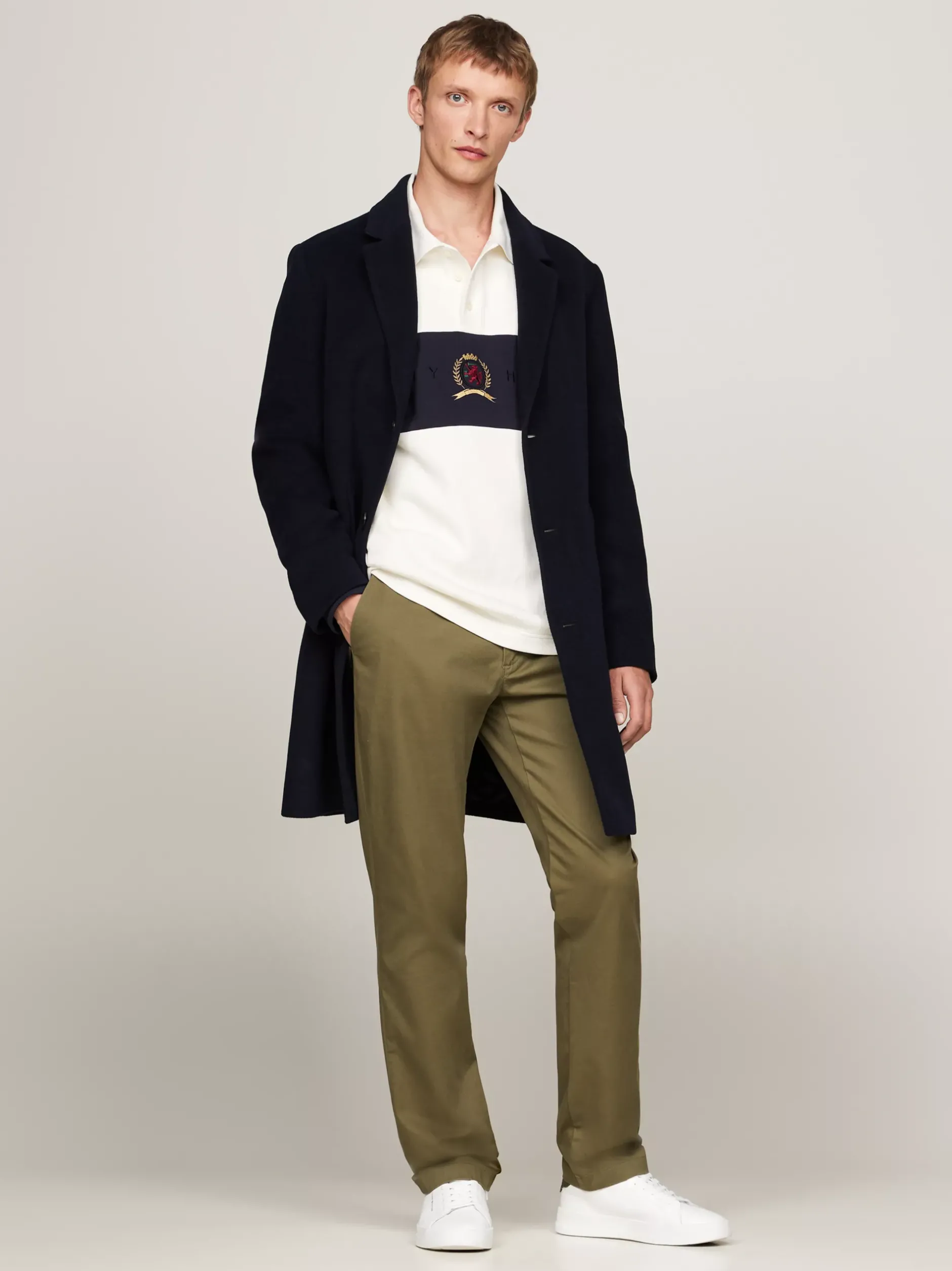 Spodnie*Tommy Hilfiger Proste Chinosy 1985 Collection Z Bawełny Pima Ze Stretchem UTILITY OLIVE