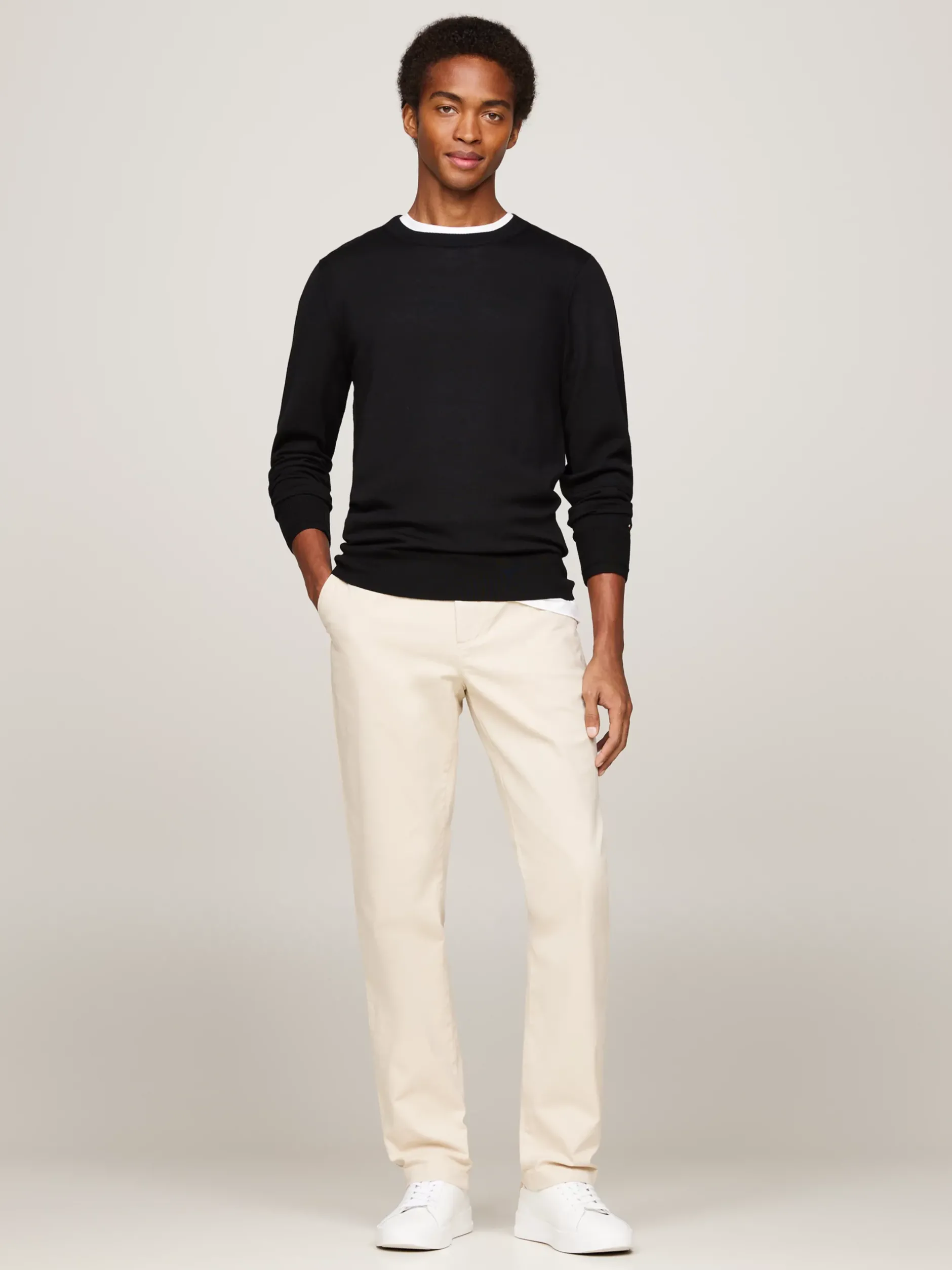 Spodnie*Tommy Hilfiger Proste Chinosy Denton Essential Z Diagonalu CLASSIC BEIGE