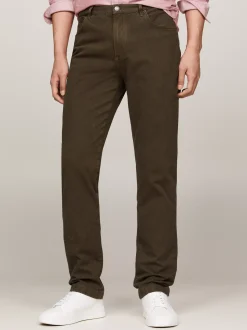 Spodnie*Tommy Hilfiger Proste Chinosy Denton Farbowane Po Uszyciu ARMY GREEN