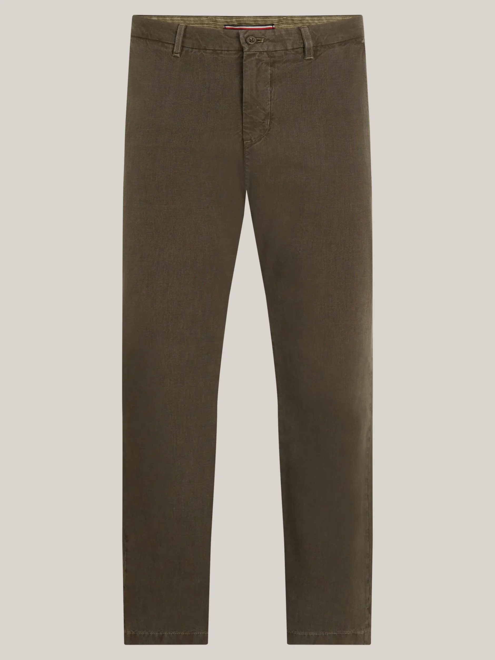 Spodnie*Tommy Hilfiger Proste Chinosy Denton Farbowane Po Uszyciu ARMY GREEN