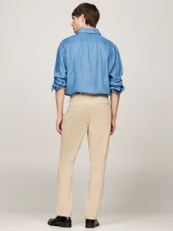 Spodnie*Tommy Hilfiger Proste Chinosy Denton Z Bawełny Ze Stretchem BATIQUE KHAKI