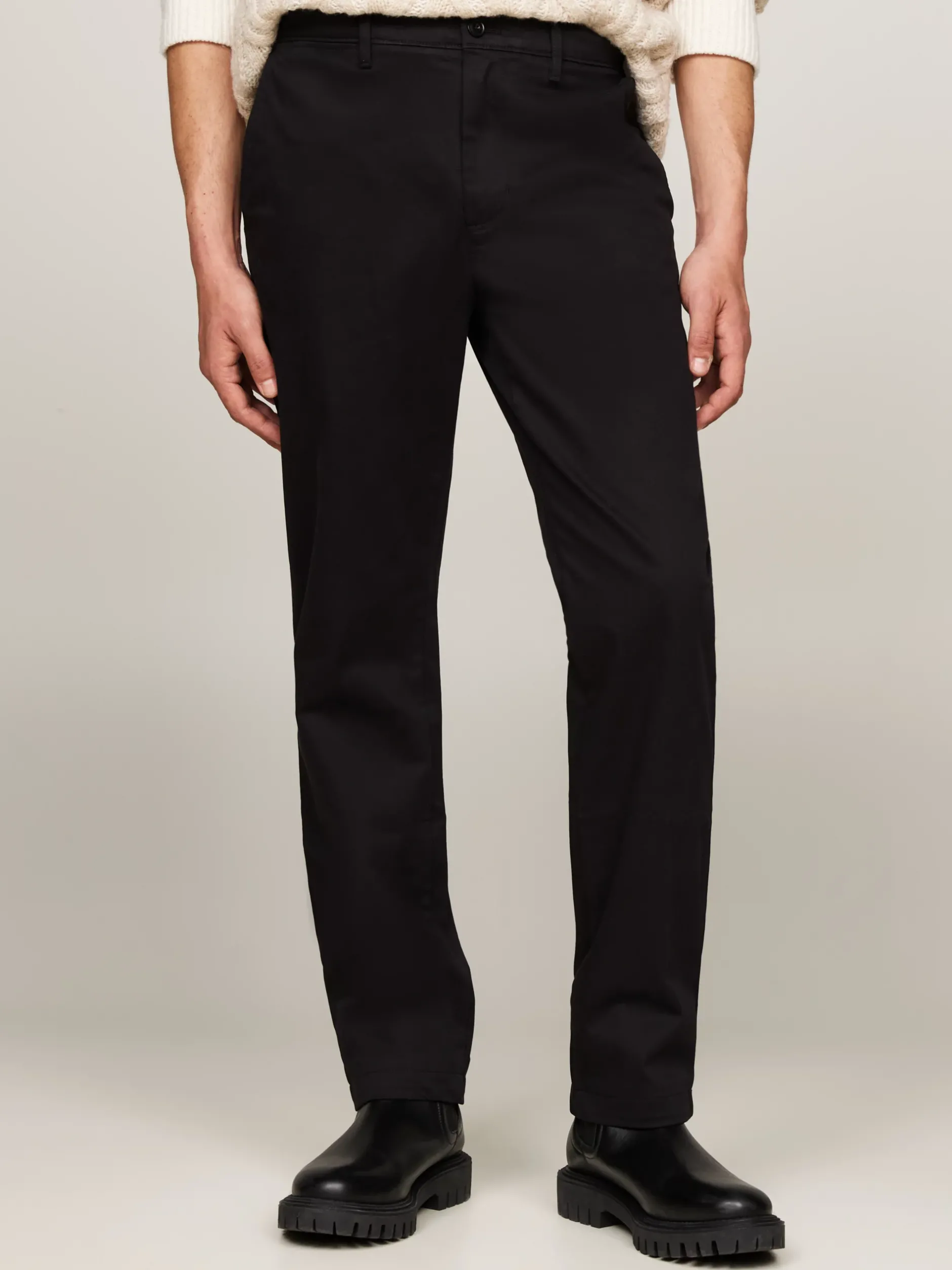 Spodnie*Tommy Hilfiger Proste Chinosy Denton Z Bawełny Ze Stretchem BLACK
