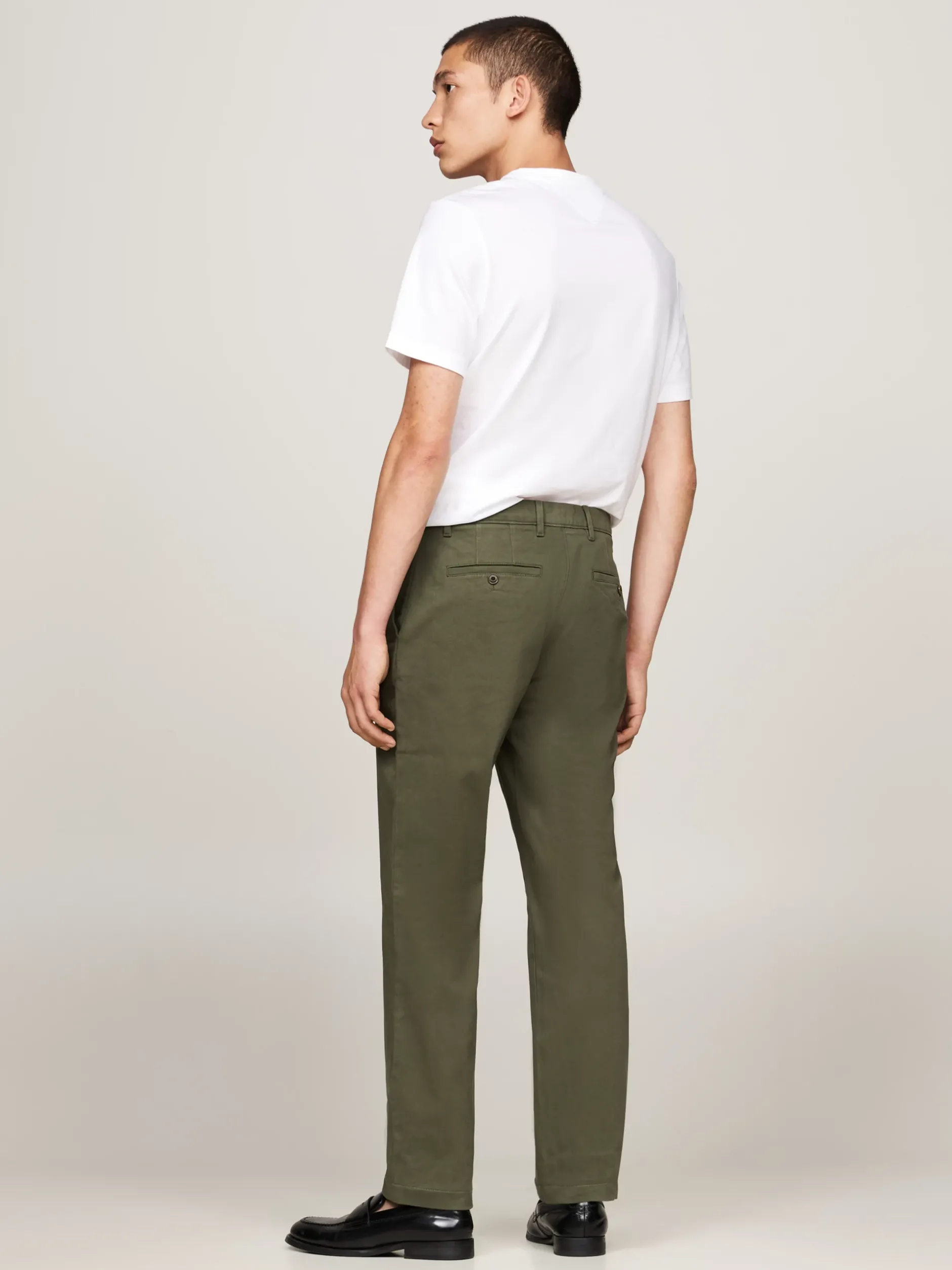 Spodnie*Tommy Hilfiger Proste Chinosy Denton Z Bawełny Ze Stretchem ARMY GREEN