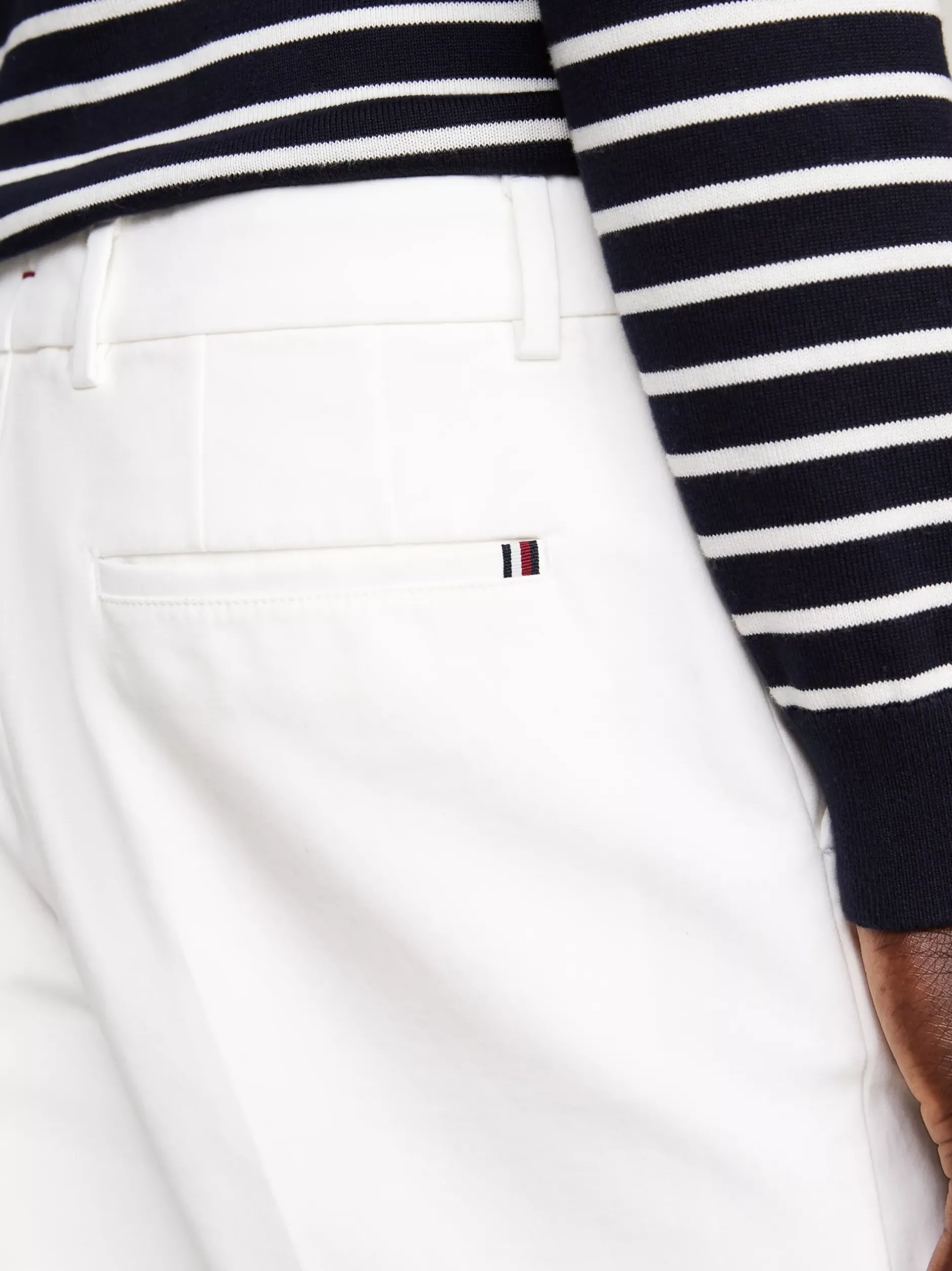 Spodnie*Tommy Hilfiger Proste Chinosy Smart Casual Z Bawełny ECRU