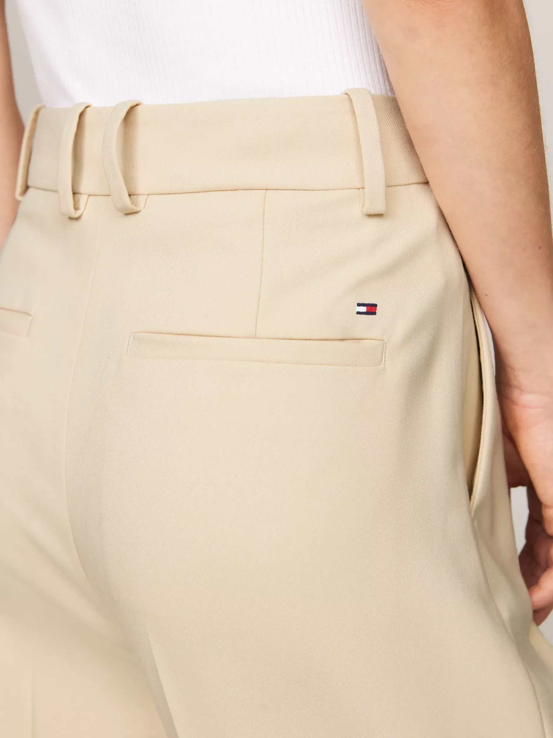Spodnie*Tommy Hilfiger Proste Spodnie Z Zaszewkami COUNTRY IVORY