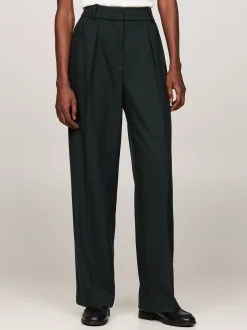 Spodnie*Tommy Hilfiger Proste Spodnie Z Zaszewkami MIDNIGHT MOSS