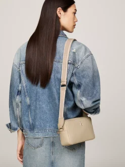 Torebki Na Pasku*Tommy Hilfiger Prostokątna Torebka Hilfiger Monotype BEIGE
