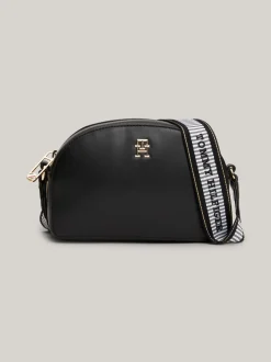 Torebki Na Pasku*Tommy Hilfiger Prostokątna Torebka Na Ramię Z Logo Na Pasku BLACK