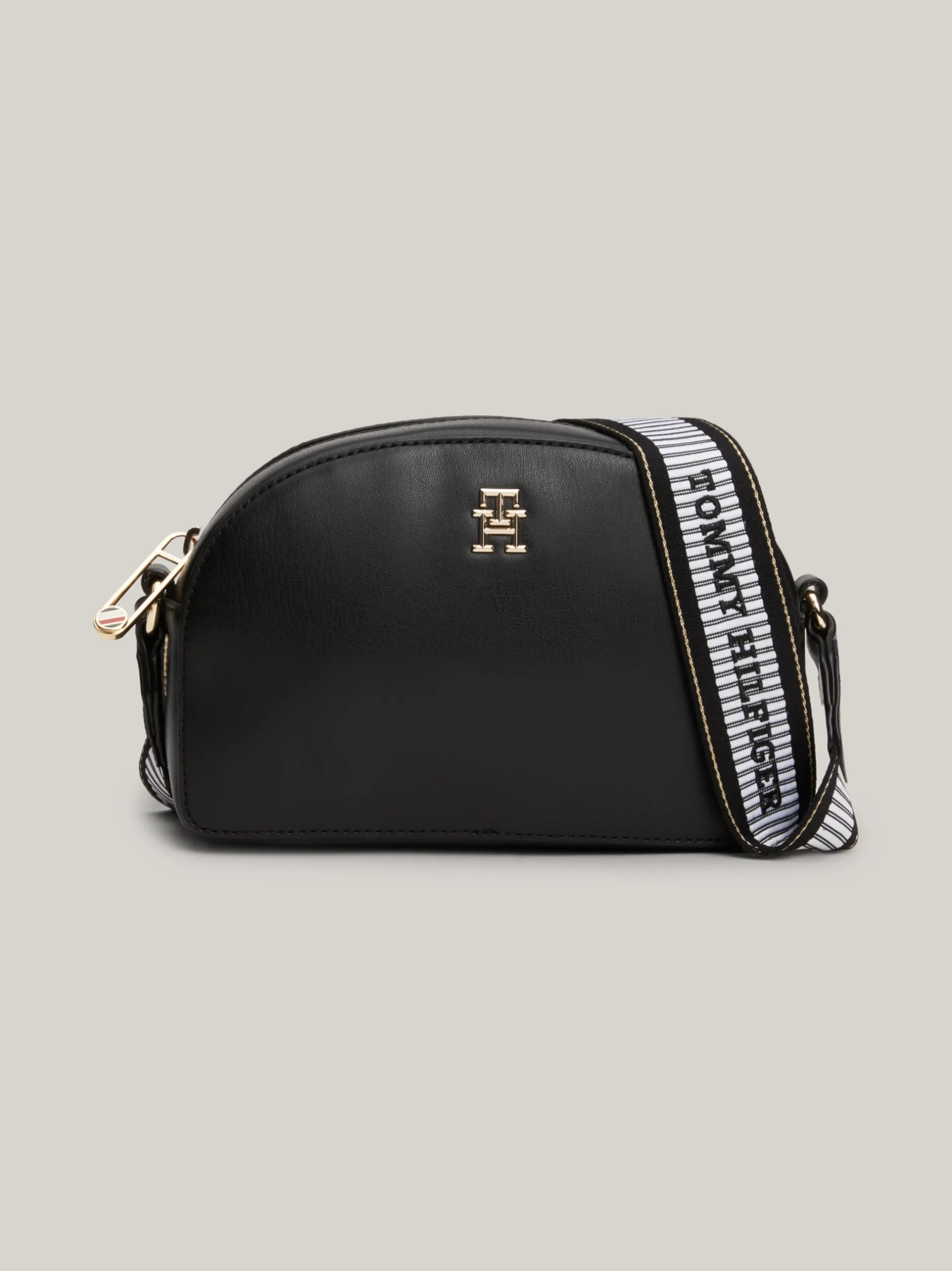 Torebki Na Pasku*Tommy Hilfiger Prostokątna Torebka Na Ramię Z Logo Na Pasku BLACK