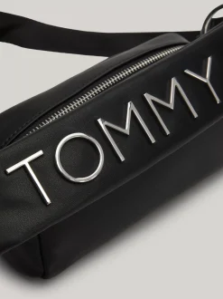 Torby Na Ramię*Tommy Hilfiger Prostokątna Torebka Z Metalowym Logo Na Pasku BLACK