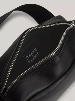 Torby Na Ramię*Tommy Hilfiger Prostokątna Torebka Z Metalowym Logo Na Pasku BLACK