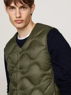Kurtki & Płaszcze*Tommy Hilfiger Puchowa Kamizelka Z Falowanym Pikowaniem ARMY GREEN