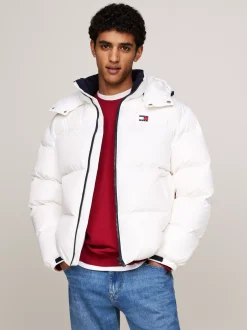 Kurtki & Płaszcze*Tommy Hilfiger Puchowa Kurtka Alaska Z Naszywką Z Flagą WHITE