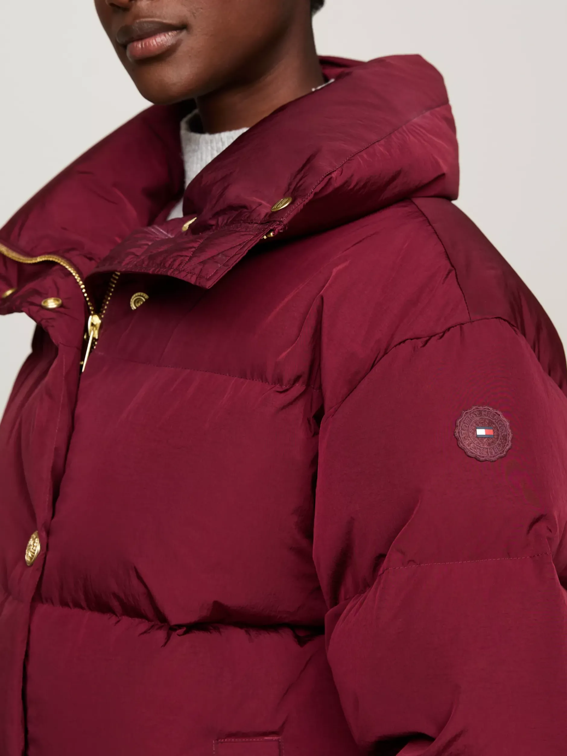 Kurtki & Płaszcze*Tommy Hilfiger Puchowa Kurtka O Kroju Oversize DEEP ROUGE