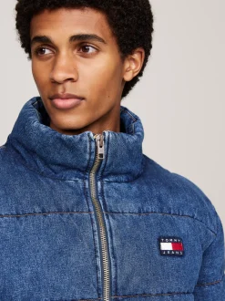 Kurtki & Płaszcze*Tommy Hilfiger Puchowa Kurtka Z Denimu Z Logo DENIM MEDIUM