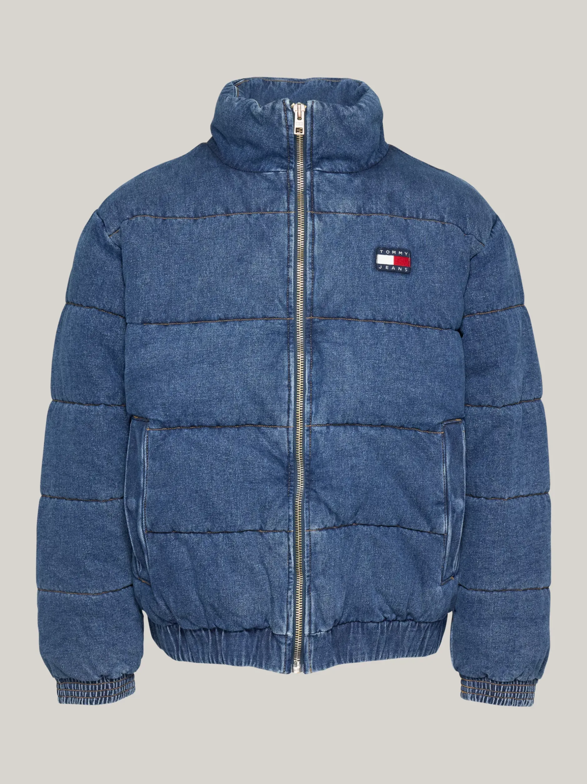 Kurtki & Płaszcze*Tommy Hilfiger Puchowa Kurtka Z Denimu Z Logo DENIM MEDIUM