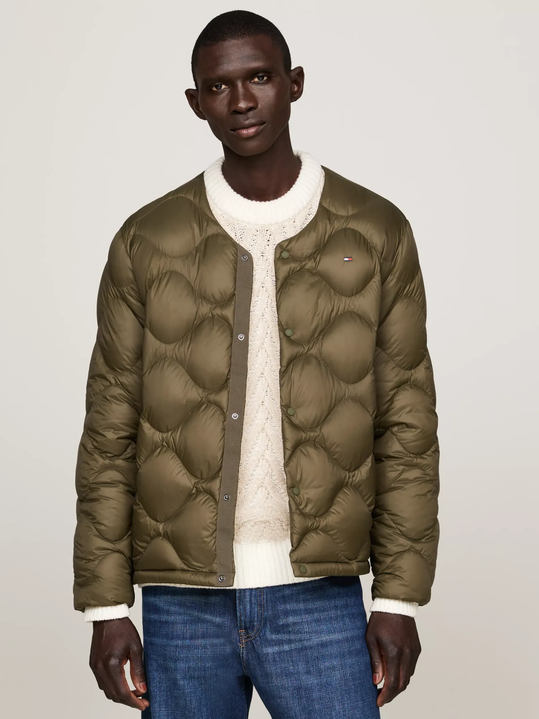 Kurtki & Płaszcze*Tommy Hilfiger Puchowa Kurtka Z Falowanym Pikowaniem ARMY GREEN