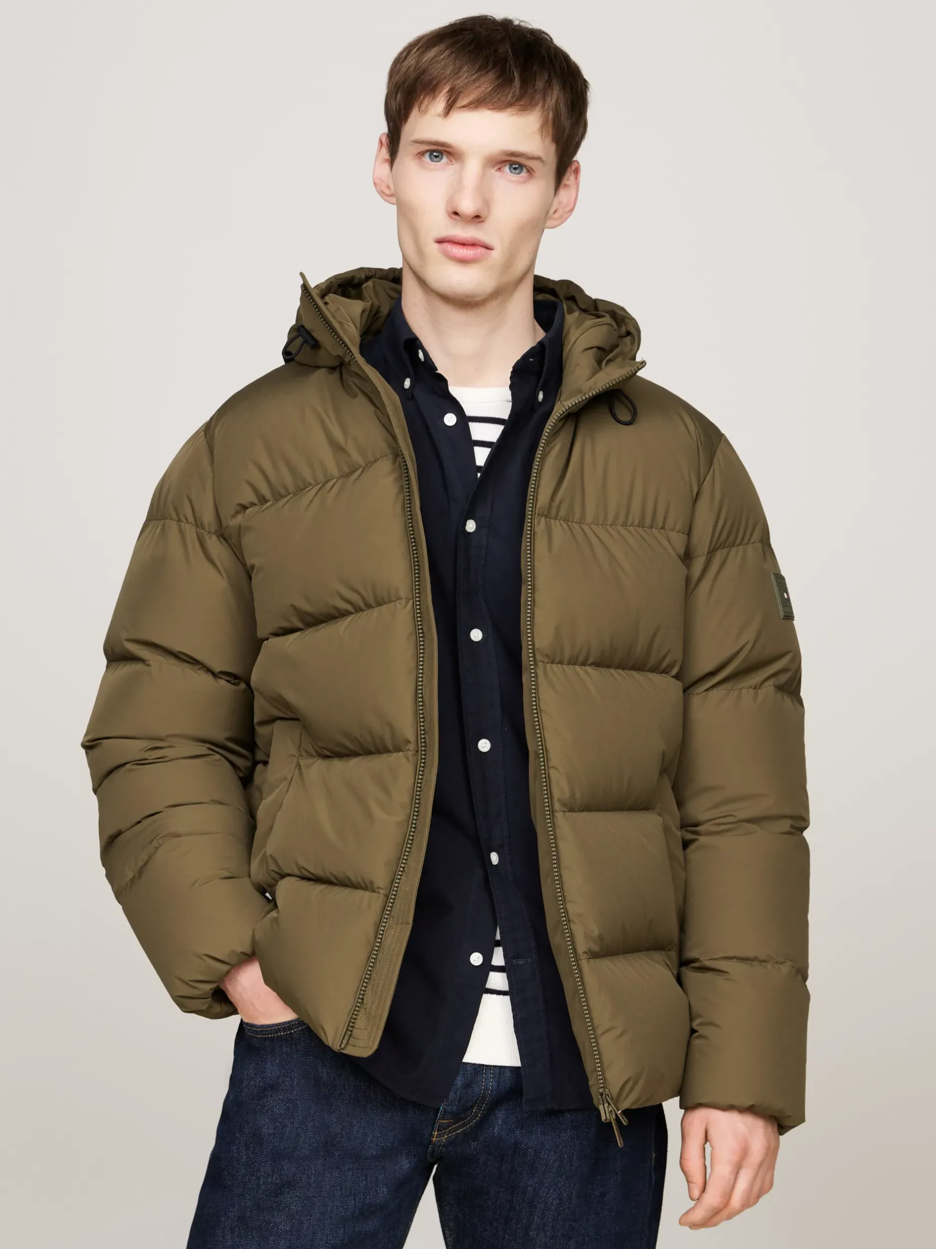 Kurtki & Płaszcze*Tommy Hilfiger Puchowa Kurtka Z Kapturem ARMY GREEN