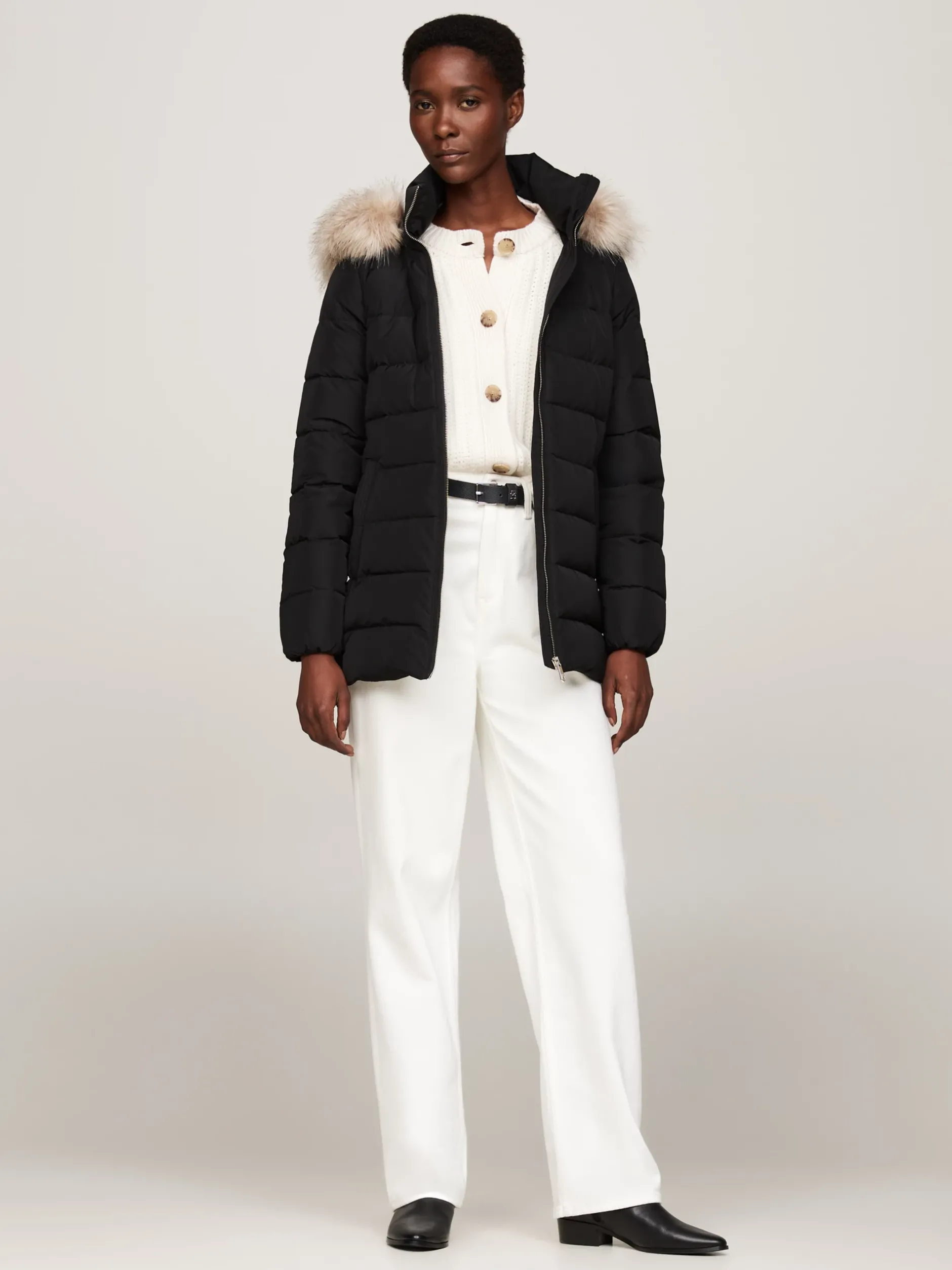Kurtki & Płaszcze*Tommy Hilfiger Puchowa Kurtka Z Kapturem BLACK