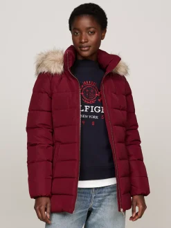 Kurtki & Płaszcze*Tommy Hilfiger Puchowa Kurtka Z Kapturem DEEP ROUGE