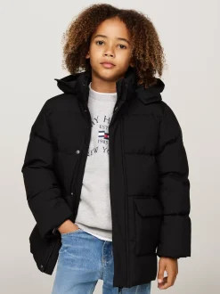 Kurtki*Tommy Hilfiger Puchowa Kurtka Z Logo Hilfiger Monotype BLACK