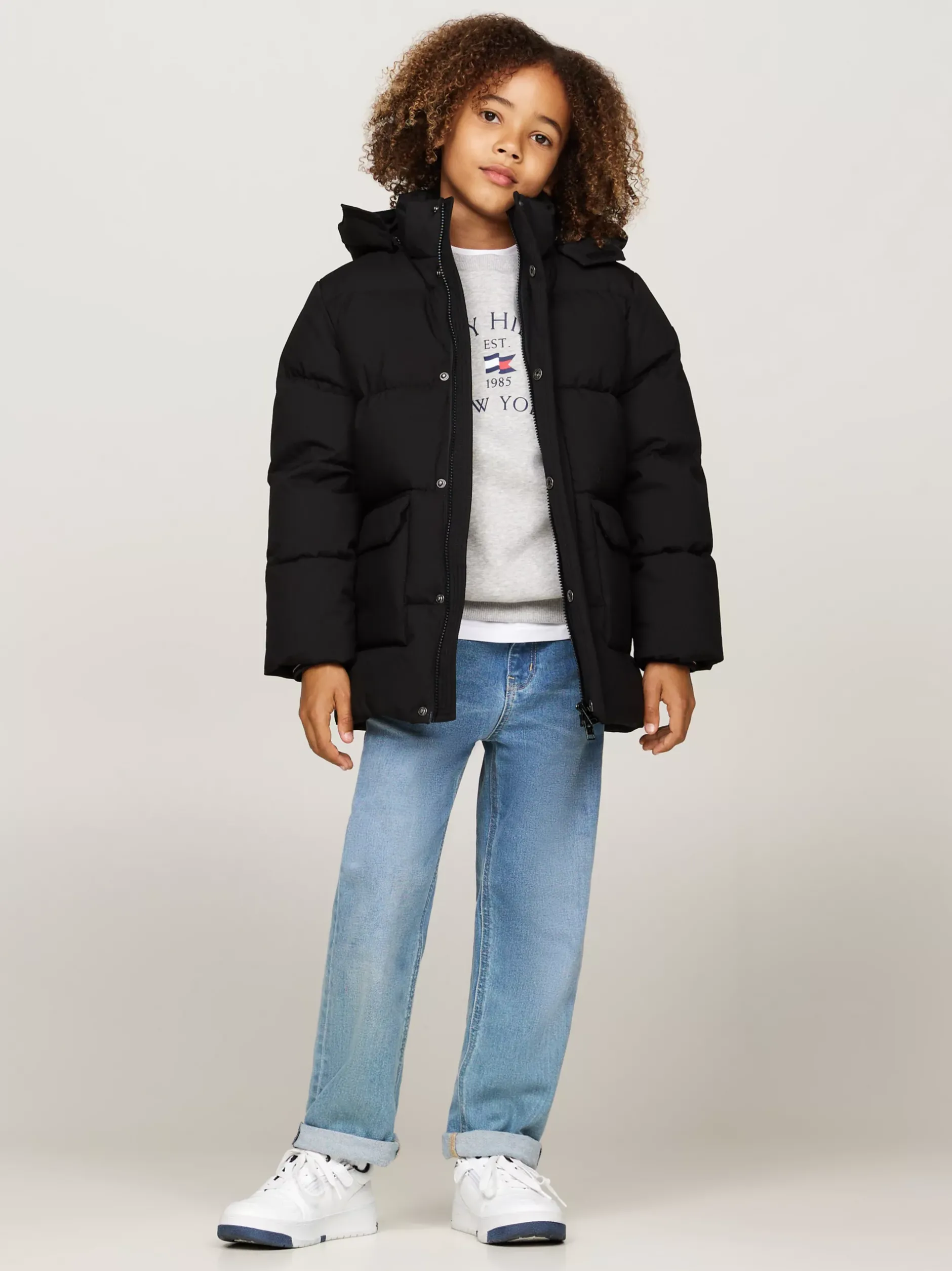 Kurtki*Tommy Hilfiger Puchowa Kurtka Z Logo Hilfiger Monotype BLACK