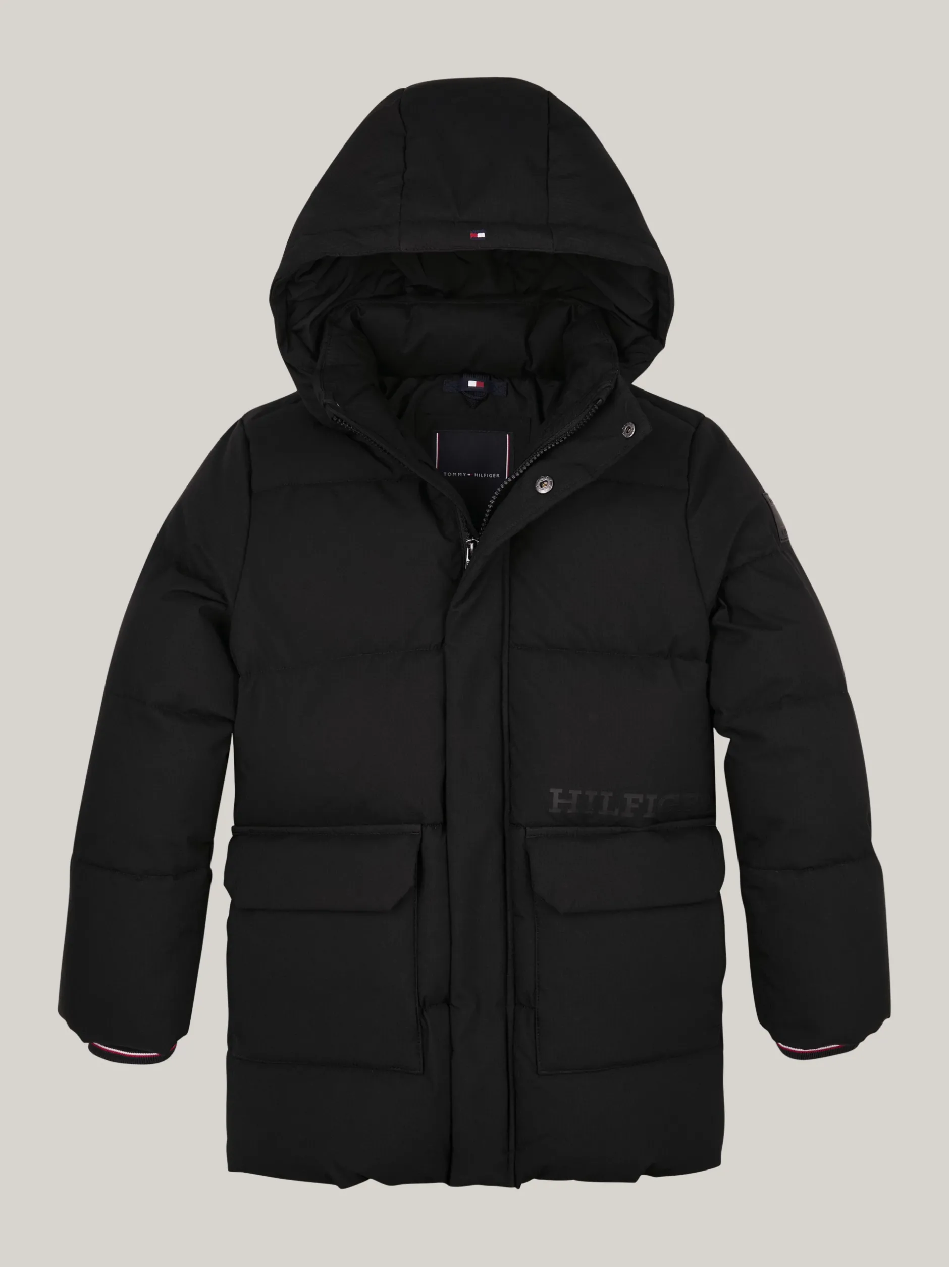 Kurtki*Tommy Hilfiger Puchowa Kurtka Z Logo Hilfiger Monotype BLACK