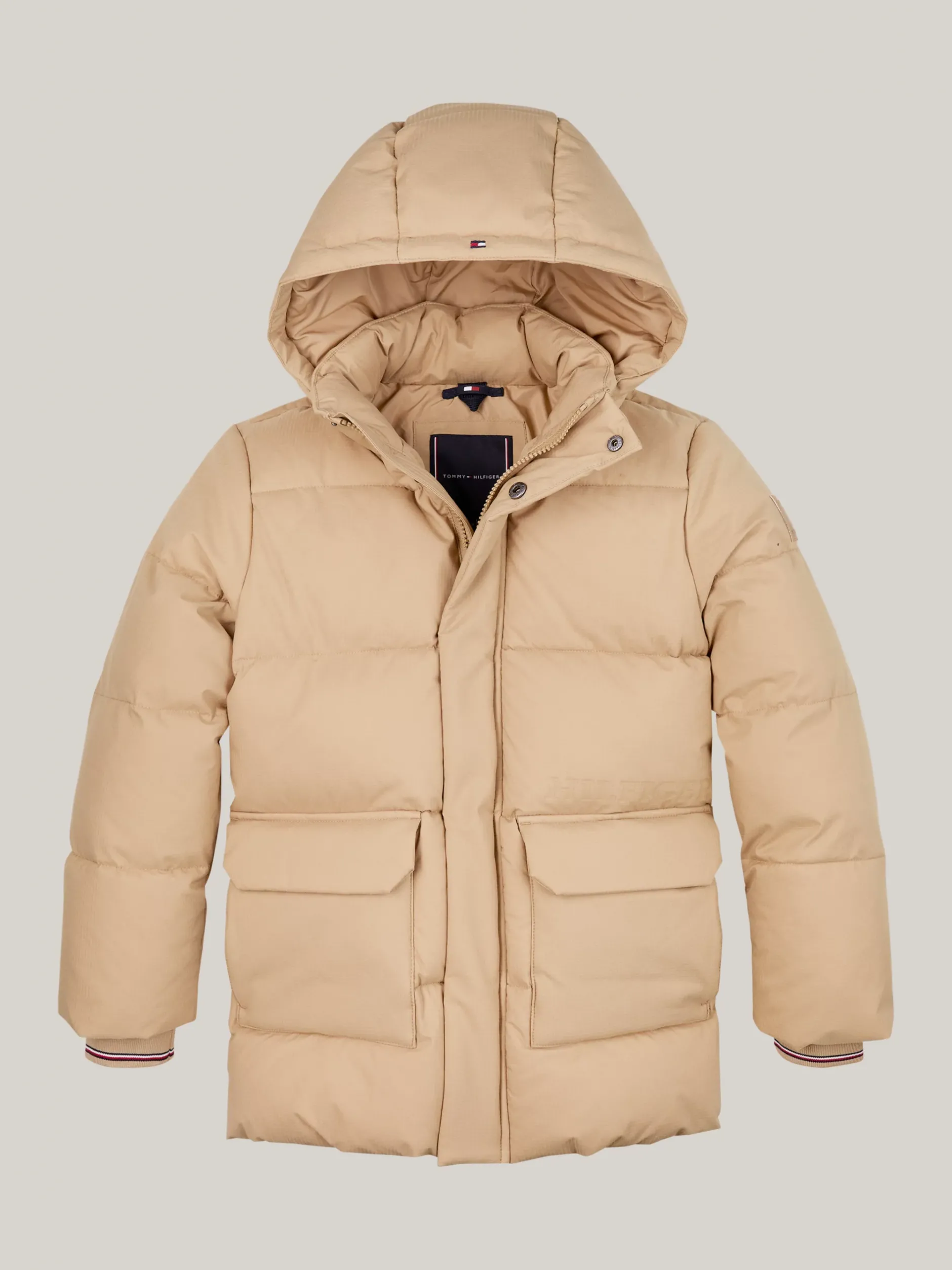 Kurtki*Tommy Hilfiger Puchowa Kurtka Z Logo Hilfiger Monotype CLASSIC KHAKI