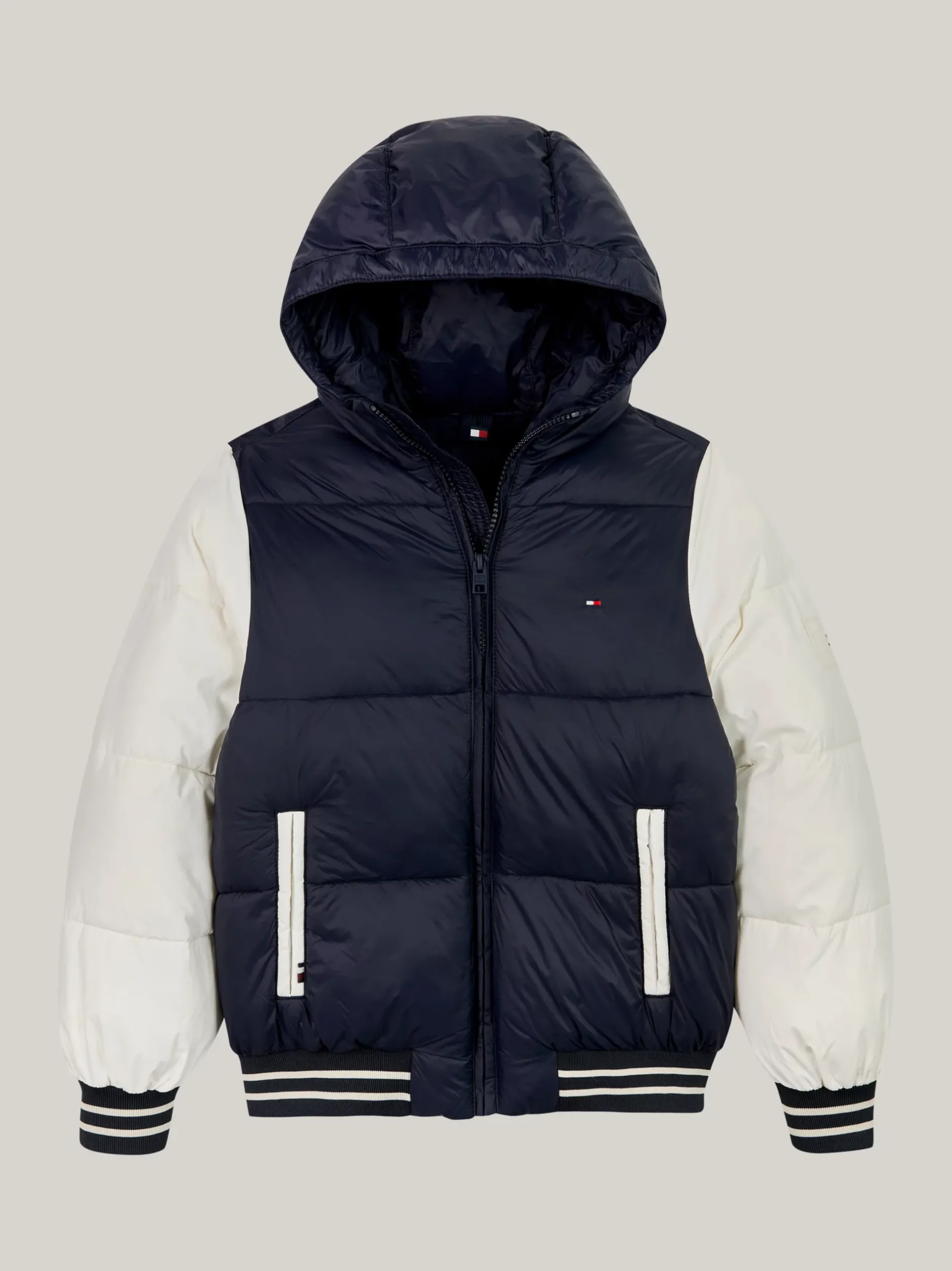 Kurtki*Tommy Hilfiger Puchowa Kurtka Z Logo I Blokami Kolorów DESERT SKY COLORBLOCK