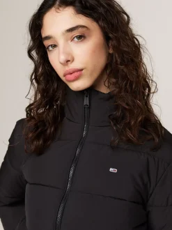 Kurtki & Płaszcze*Tommy Hilfiger Puchowa Kurtka Ze Stawianym Kołnierzem BLACK