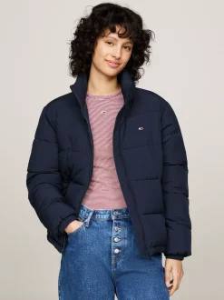 Kurtki & Płaszcze*Tommy Hilfiger Puchowa Kurtka Ze Stawianym Kołnierzem DARK NIGHT NAVY