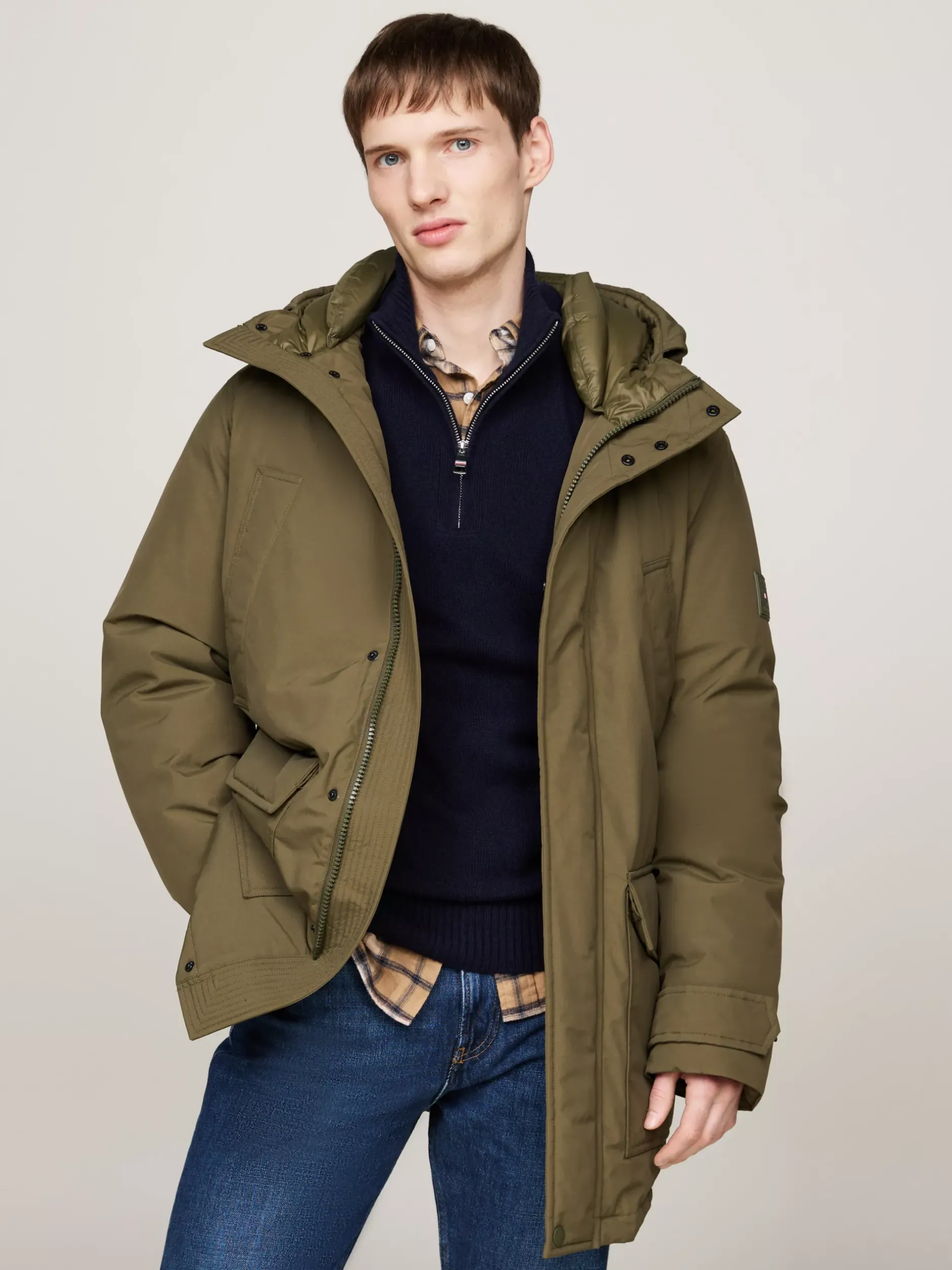 Kurtki & Płaszcze*Tommy Hilfiger Puchowa Parka Rockie Z Kapturem ARMY GREEN