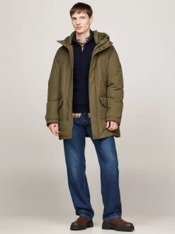 Kurtki & Płaszcze*Tommy Hilfiger Puchowa Parka Rockie Z Kapturem ARMY GREEN