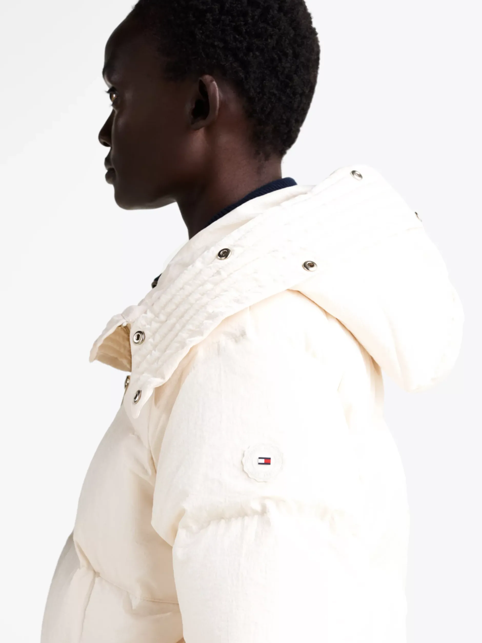 Kurtki & Płaszcze*Tommy Hilfiger Puchowwy Płaszcz Z Błyszczącym Wykończeniem ANCIENT WHITE